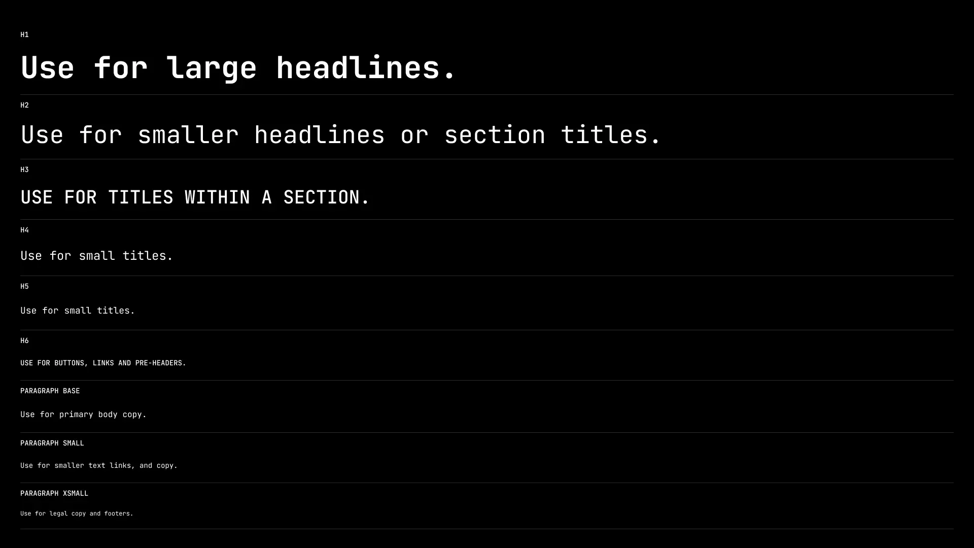 Typography brand guidelines sizing